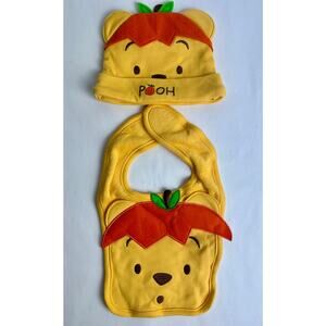 Vintage 90s Y2K Winnie the Pooh Halloween Baby Hat 0-3 months & Bib Set NWOT